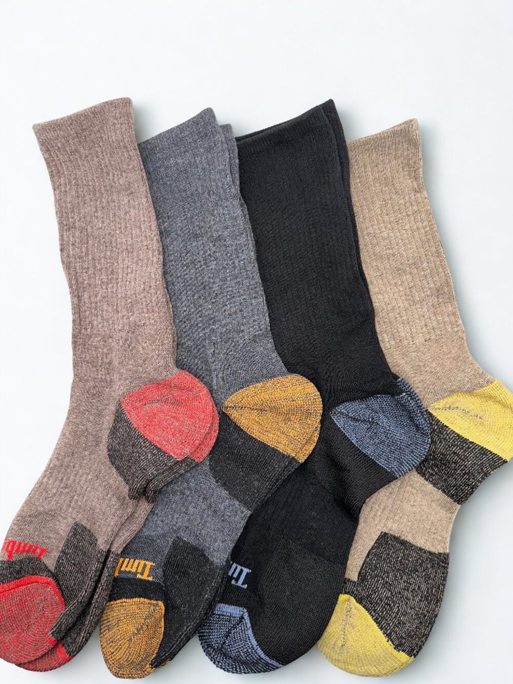 Timberland Unisex Cushioned Crew Socks 4 Pairs - Wool Blend, Thermal Large